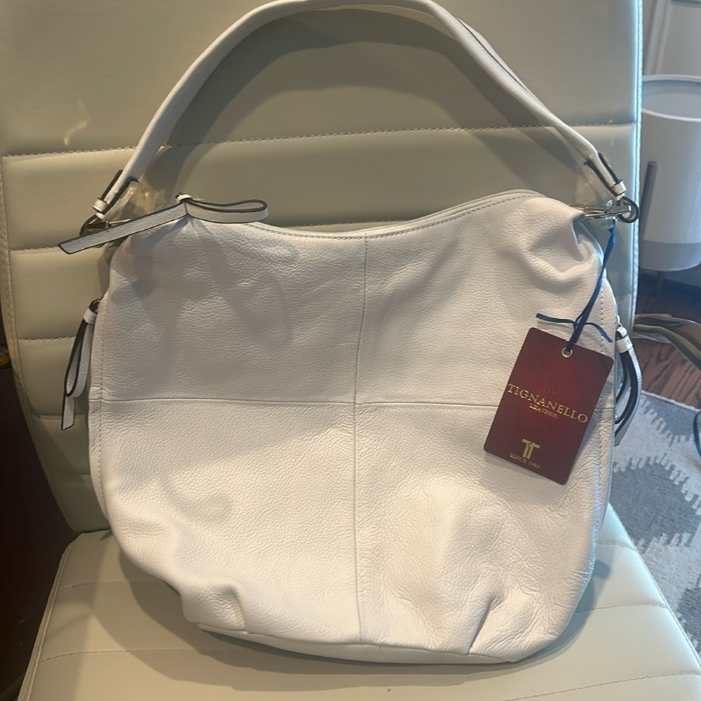 Tignanello Class Act White Pebble Leather Hobo - NWT